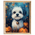 Spooky Puppy Halloween art print framed