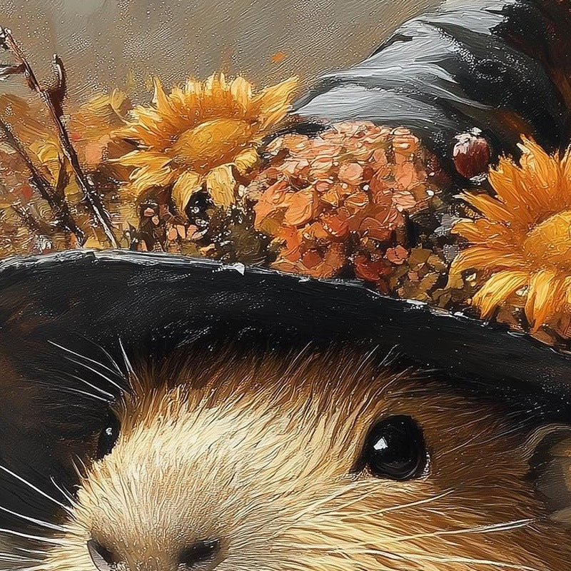 Capybara Witch Halloween art print close-up detail