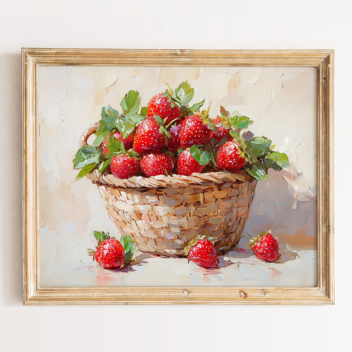 Strawberry Basket kitchen art print framed