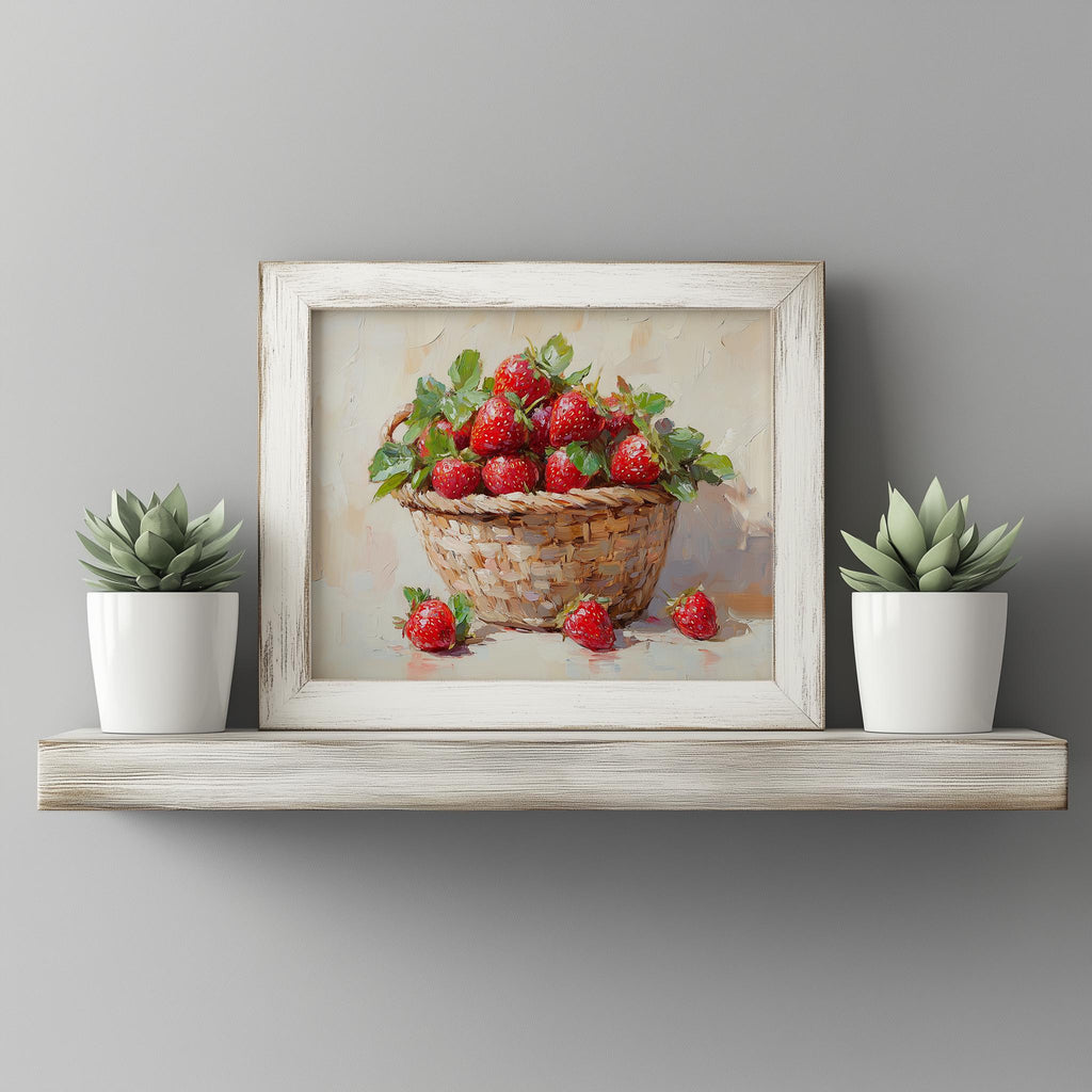 Strawberry Basket kitchen art print shown in a room setting