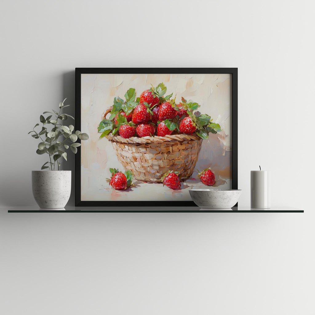 Strawberry Basket kitchen art print shown in a room setting