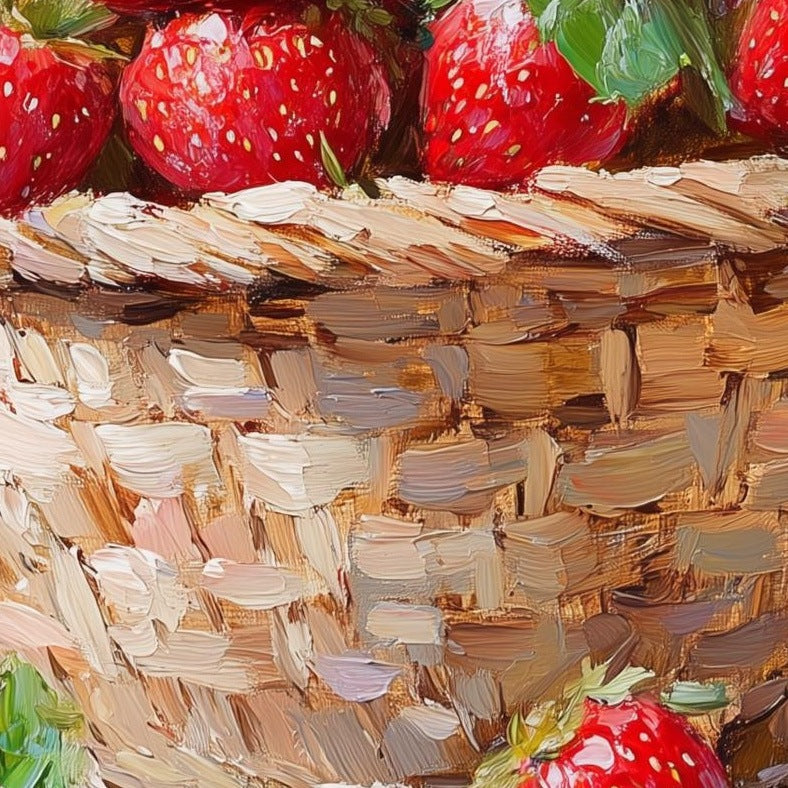 Strawberry Basket kitchen art print close-up detail
