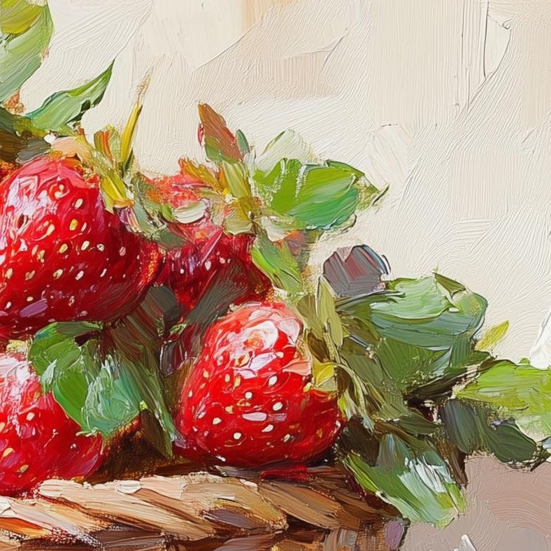 Strawberry Basket kitchen art print close-up detail