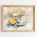 Teacup with Lemon kitchen art print framed