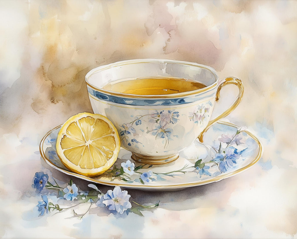 Teacup with Lemon kitchen art print unframed, signed by Pattie Overcash