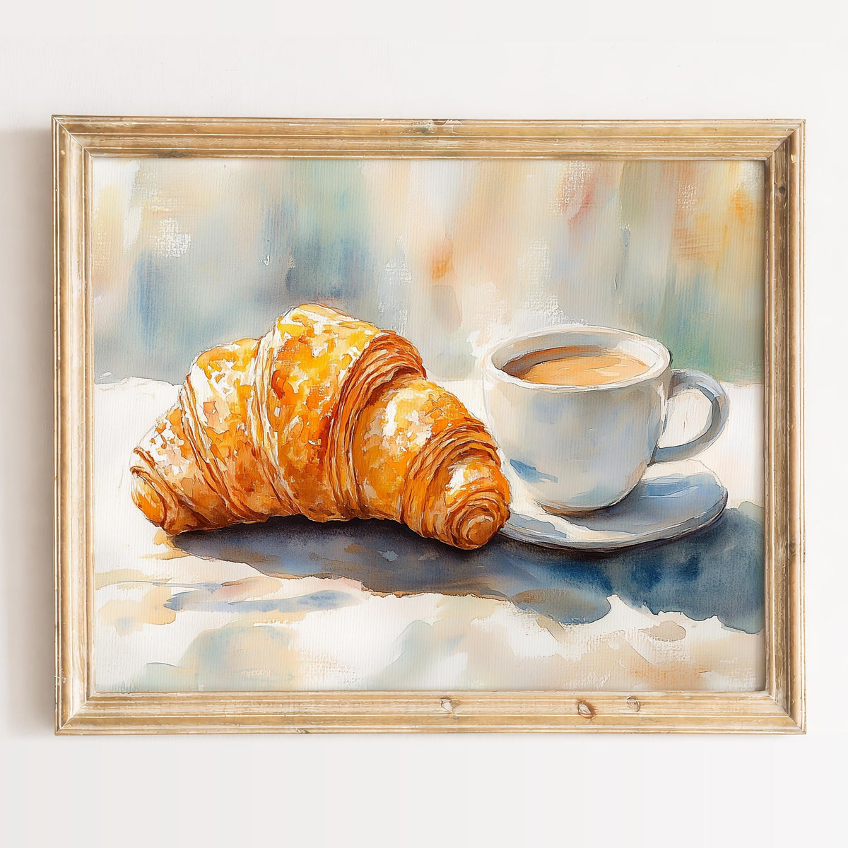 Croissant Coffee kitchen art print framed