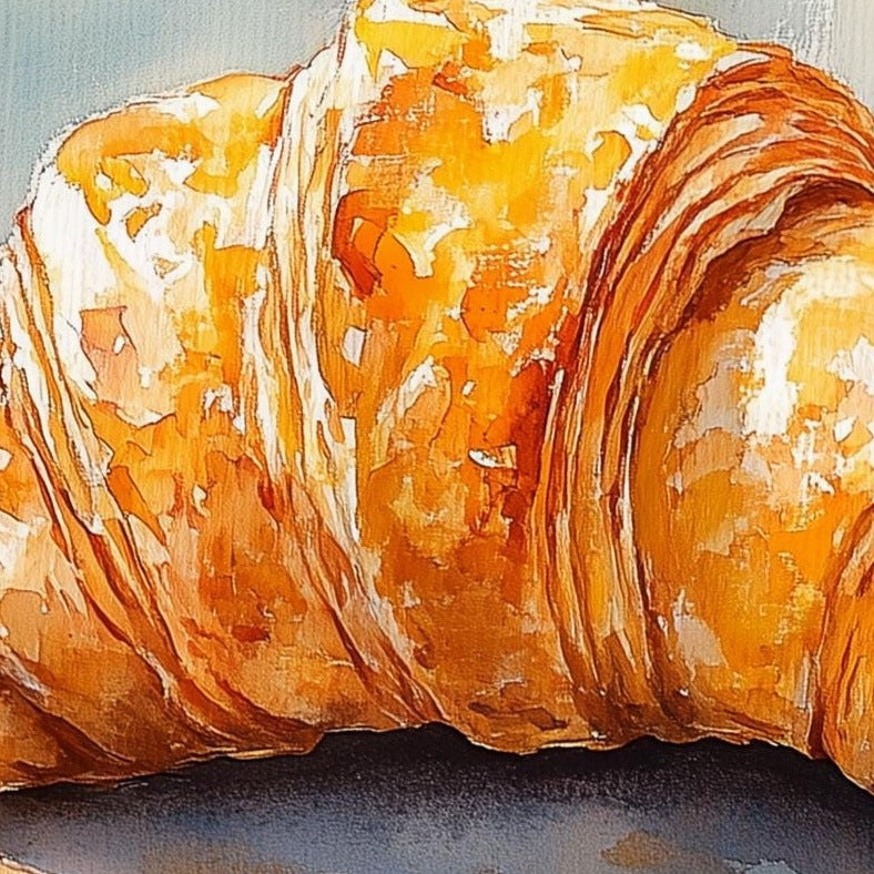 Croissant Coffee kitchen art print close-up detail