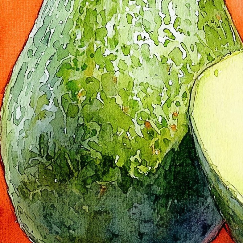 Avocado kitchen art print close-up detail