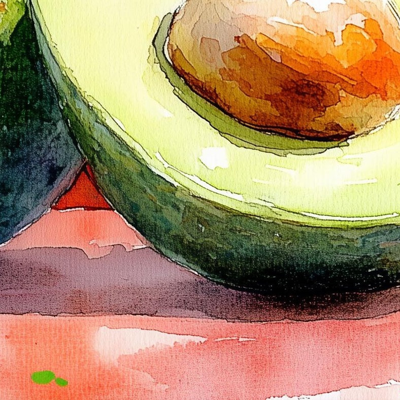 Avocado kitchen art print close-up detail