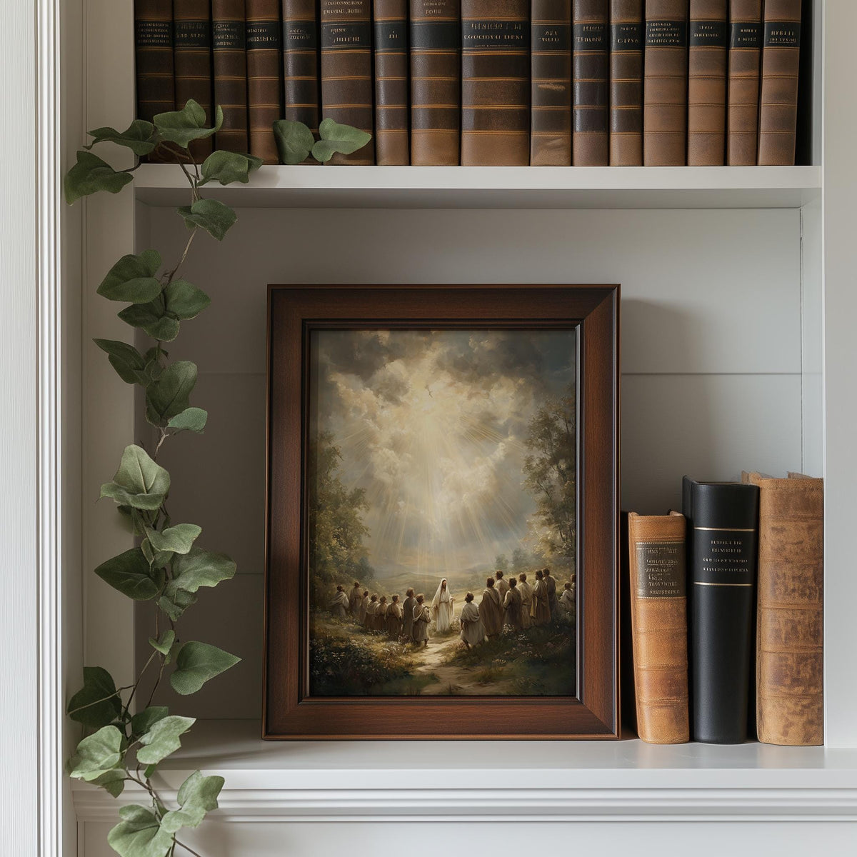 Ascension faith art print shown in a room setting