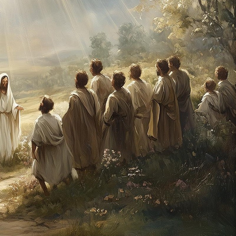 Ascension faith art print close-up detail