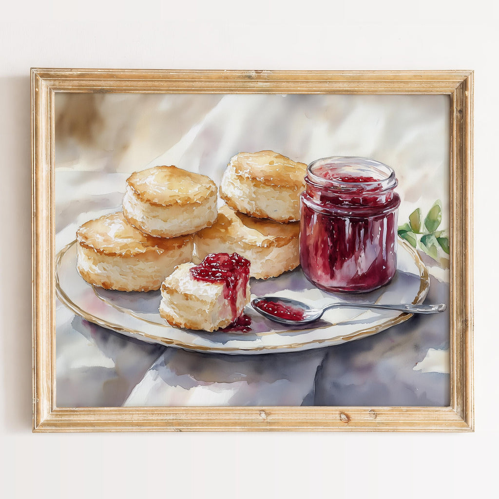 Biscuits Jam kitchen art print framed