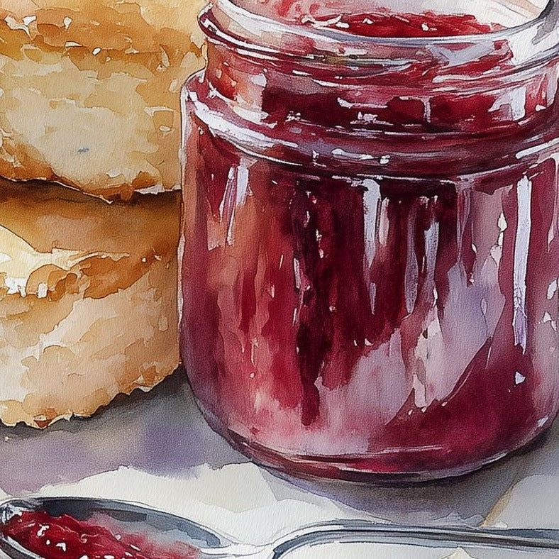 Biscuits Jam kitchen art print close-up detail