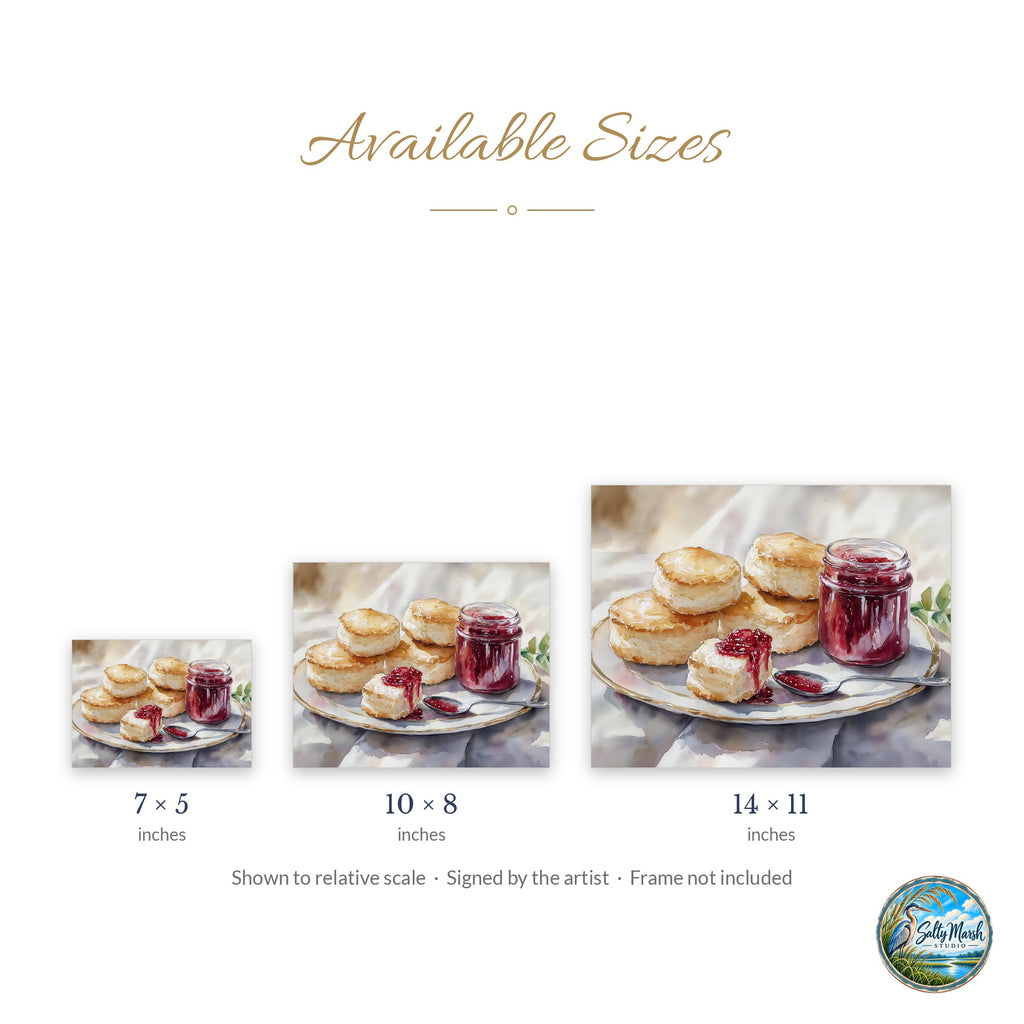 Biscuits Jam art print size guide: 5x7, 8x10 and 11x14
