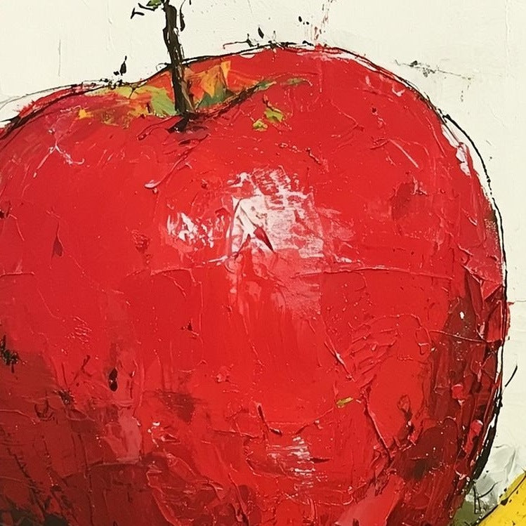 Apple and Banana kitchen art print close-up detail