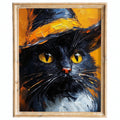Witch Hat Black Cat Halloween art print framed