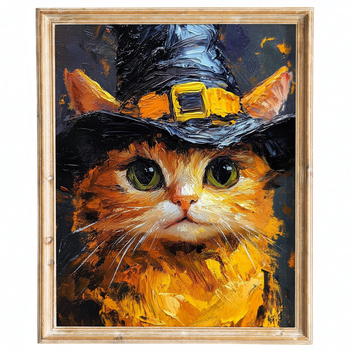 Tabby Witch Cat Halloween art print framed