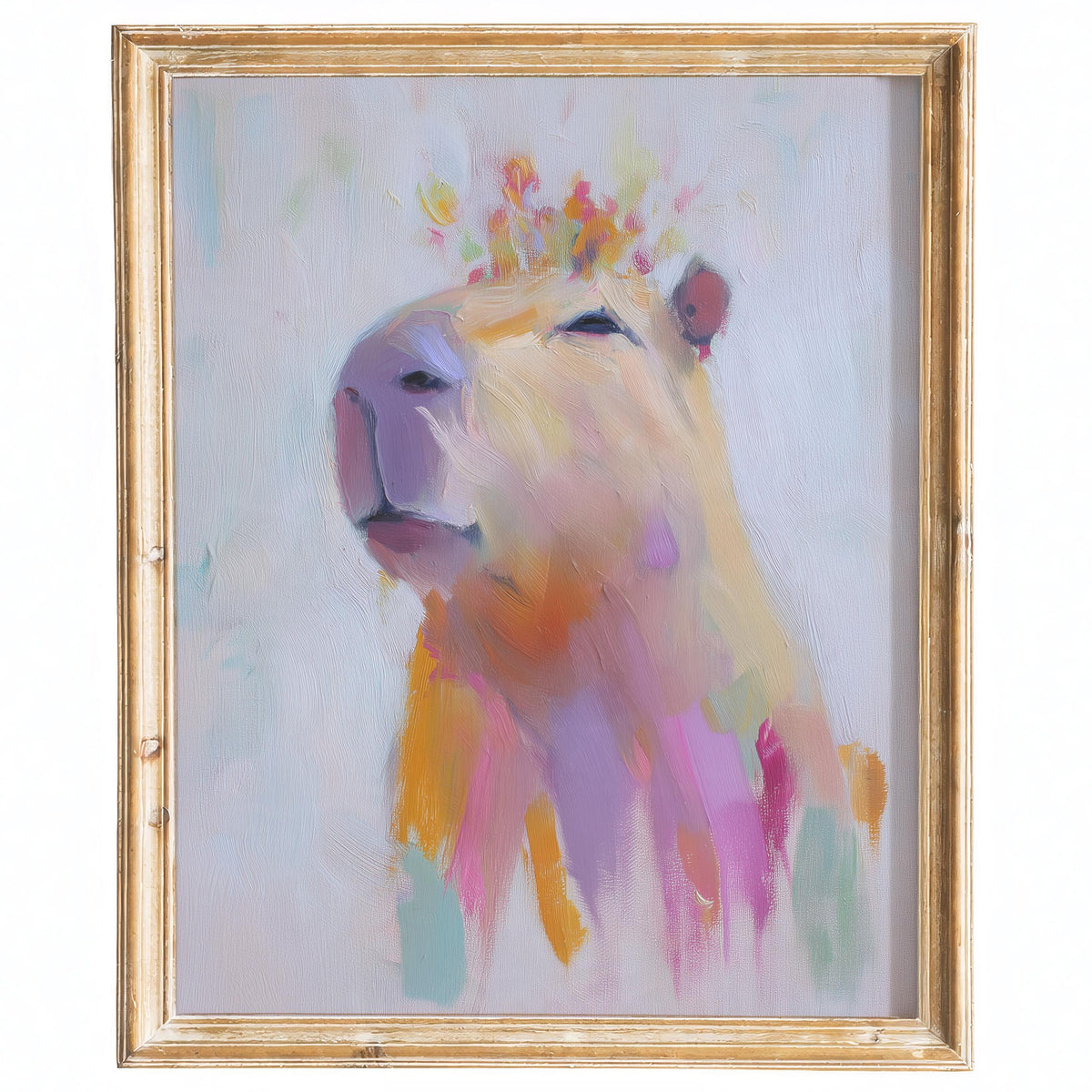 Capybara Flowers animal art print framed