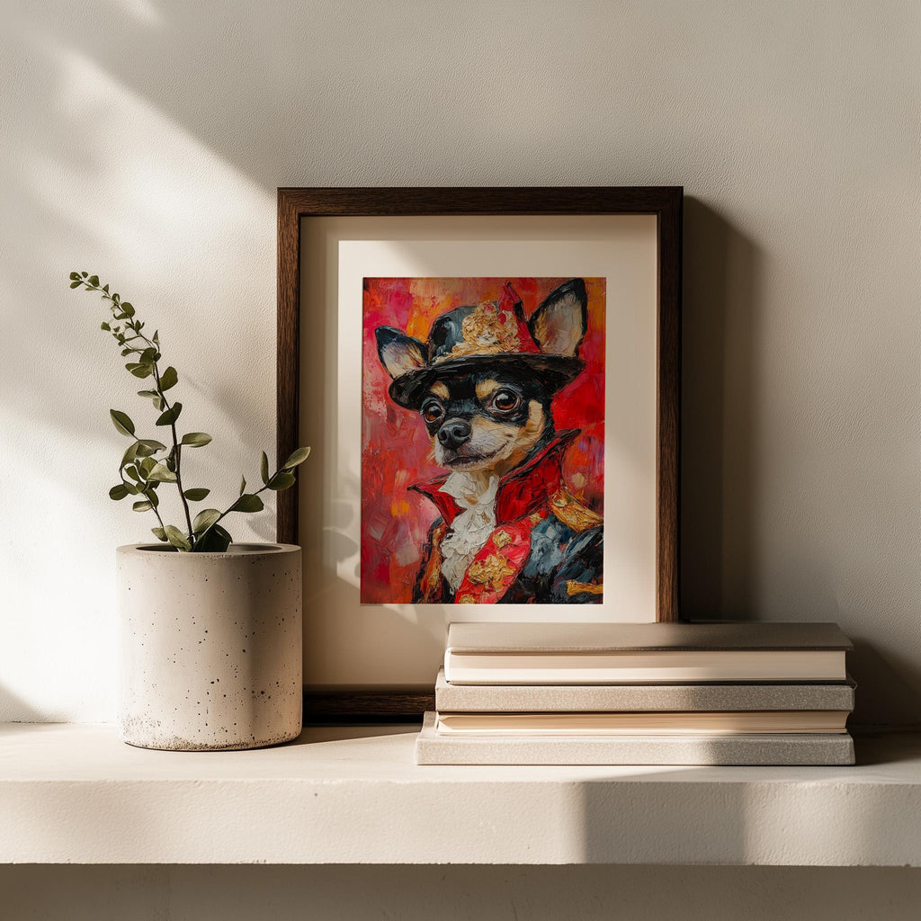 Chihuahua Uniform animal art print shown in a room setting