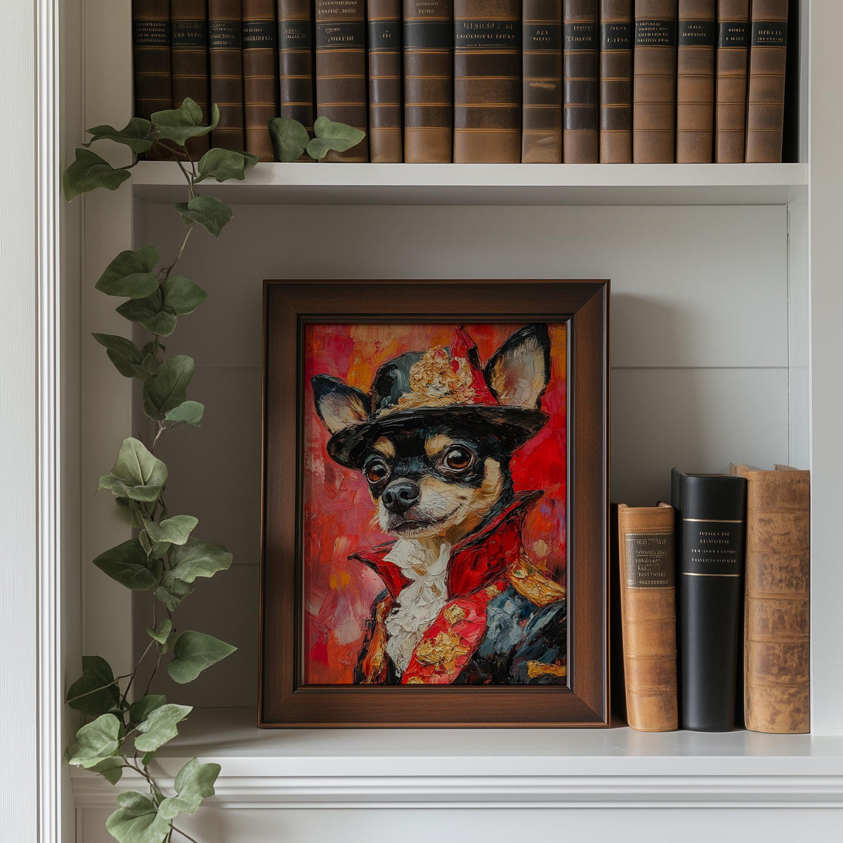 Chihuahua Uniform animal art print shown in a room setting