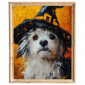 Witch Hat Dog Halloween art print framed