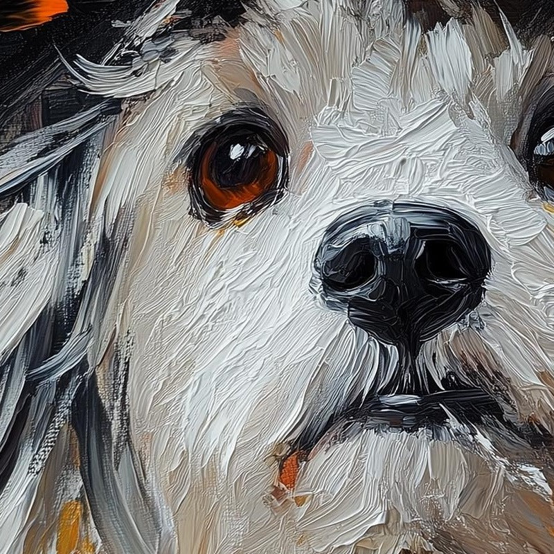 Witch Hat Dog Halloween art print close-up detail
