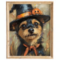 Terrier Witch Hat Halloween art print framed