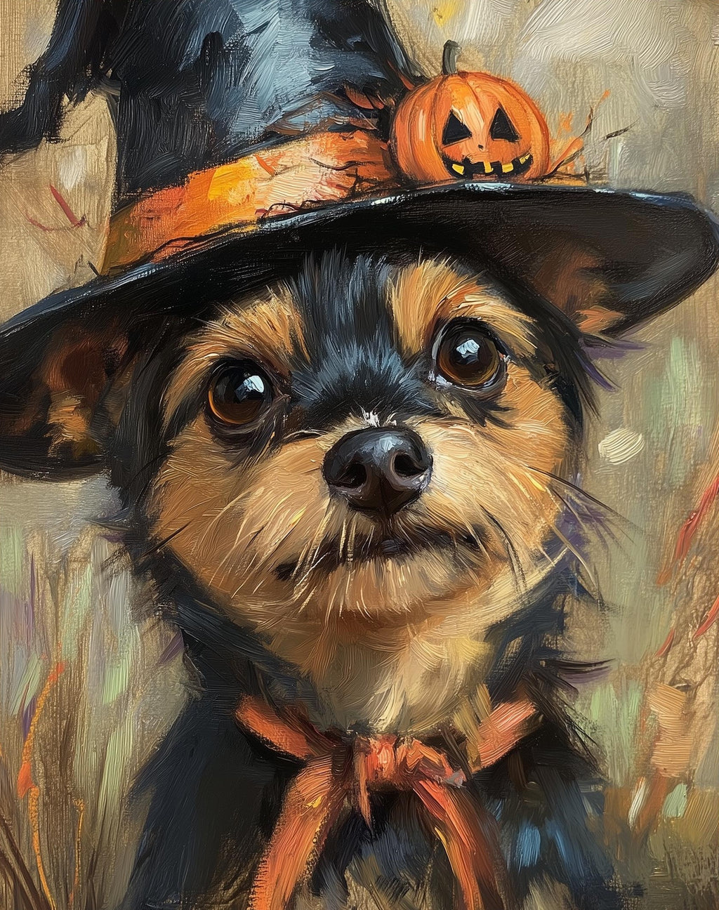 Terrier Witch Hat Halloween art print unframed, signed by Pattie Overcash