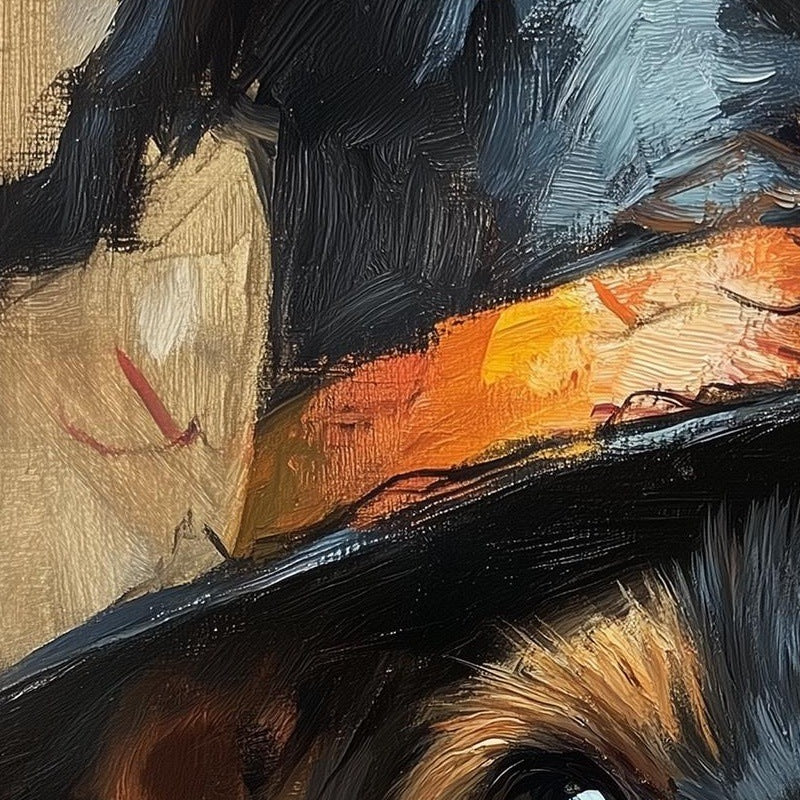 Terrier Witch Hat Halloween art print close-up detail