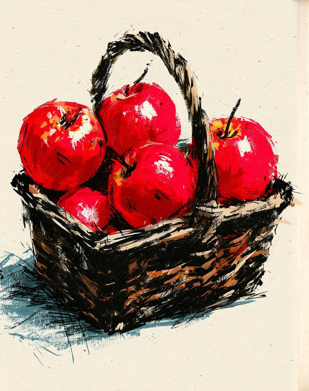 Apple Basket kitchen art print unframed, signed by Pattie Overcash