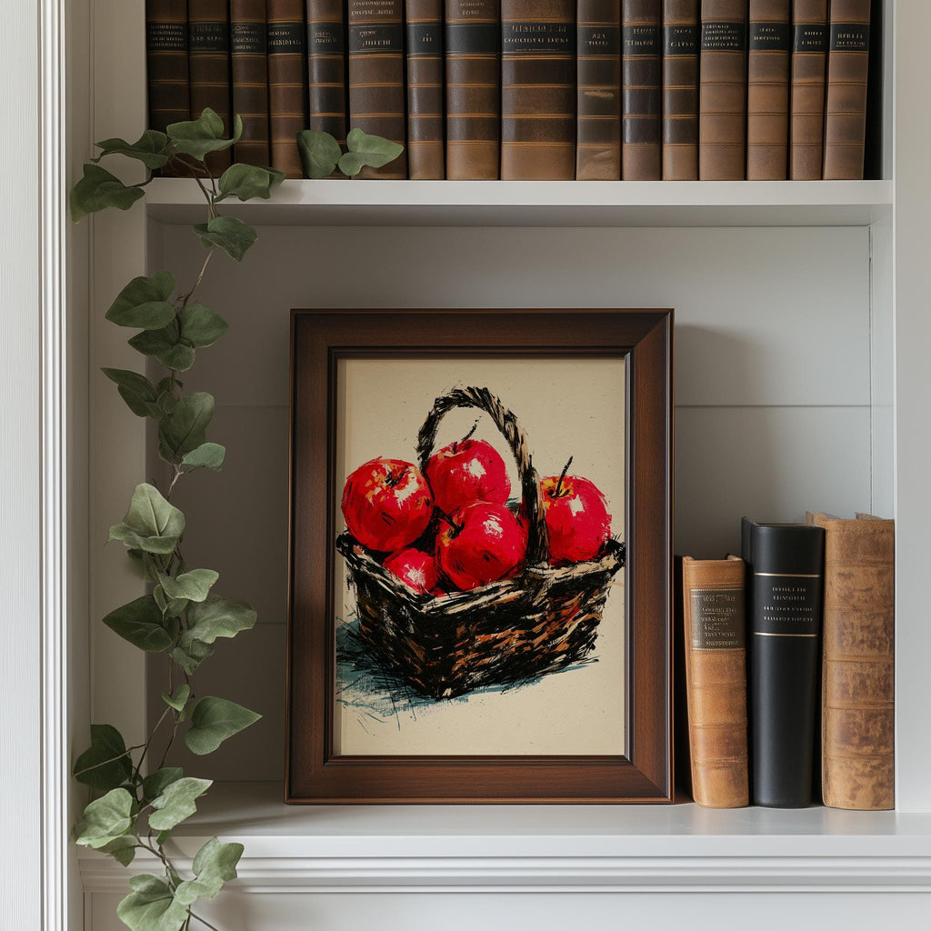 Apple Basket kitchen art print shown in a room setting