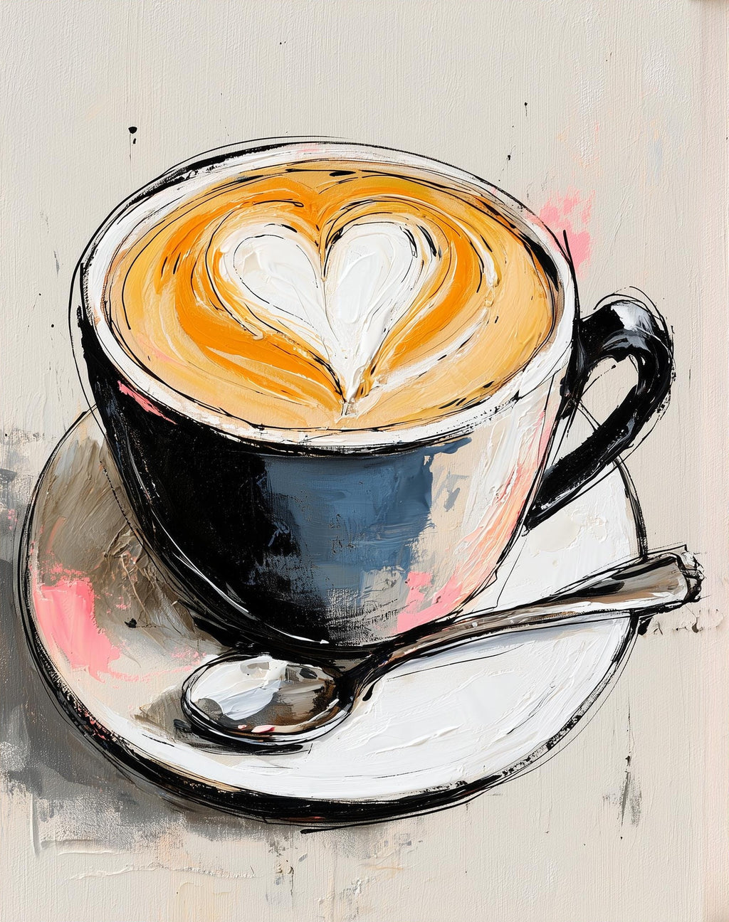 Heart Latte kitchen art print unframed, signed by Pattie Overcash