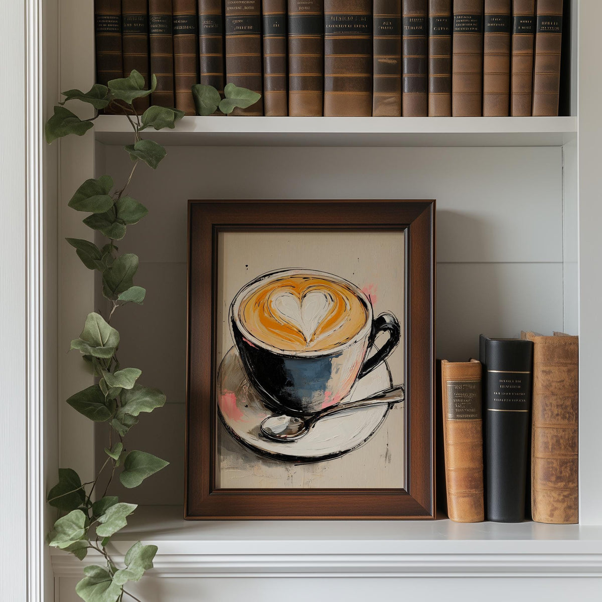 Heart Latte kitchen art print shown in a room setting