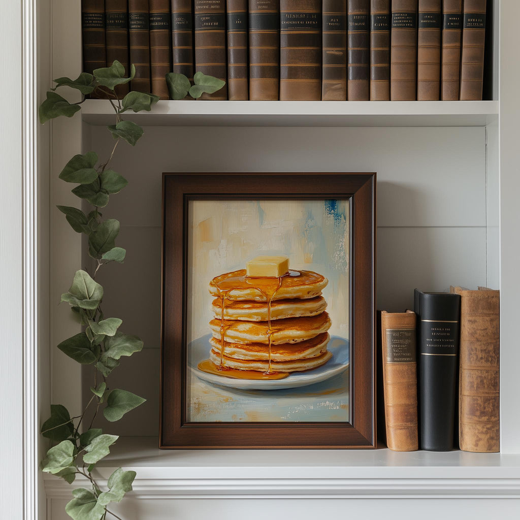 Pancake Stack kitchen art print shown in a room setting