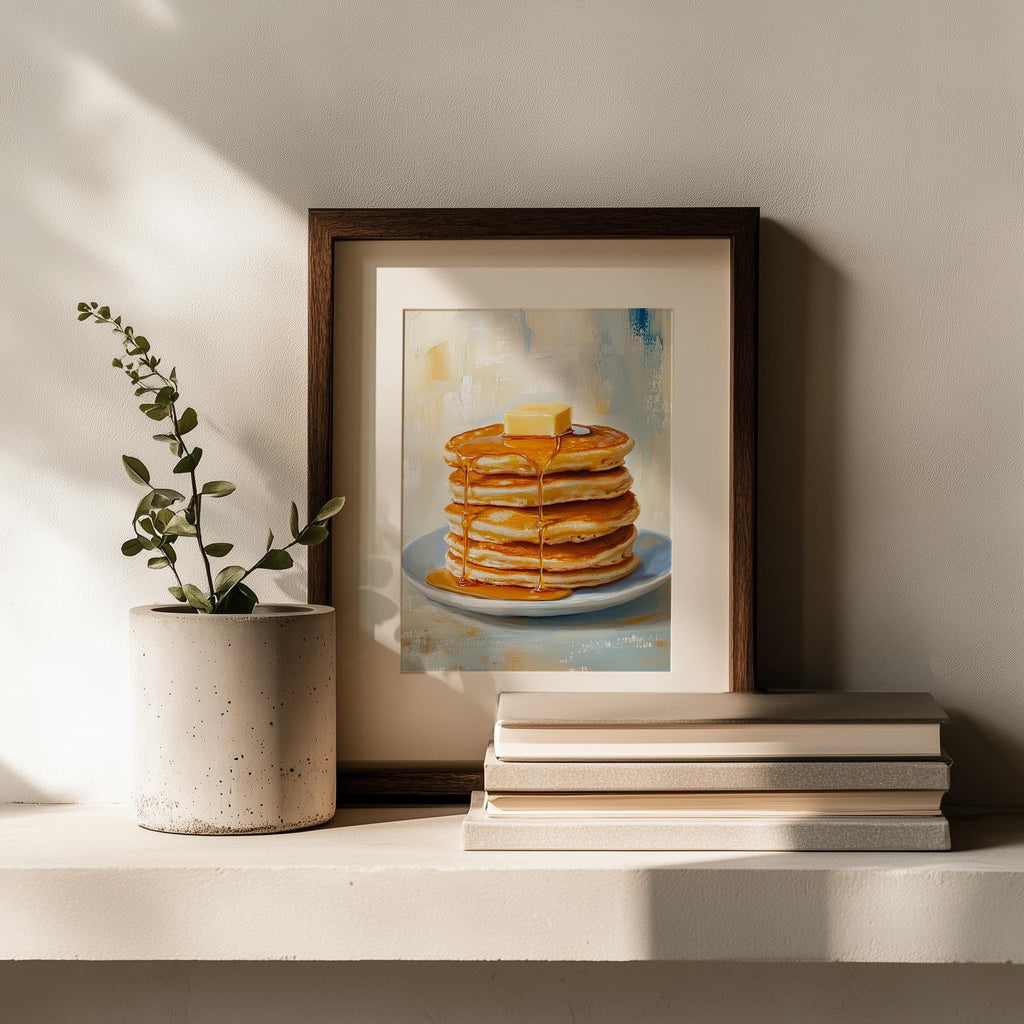 Pancake Stack kitchen art print shown in a room setting