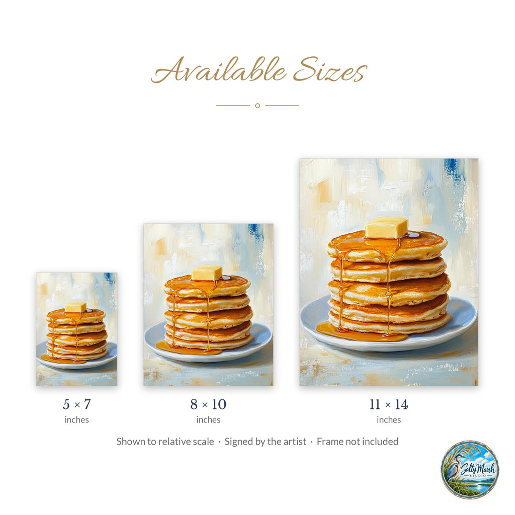 Pancake Stack art print size guide: 5x7, 8x10 and 11x14