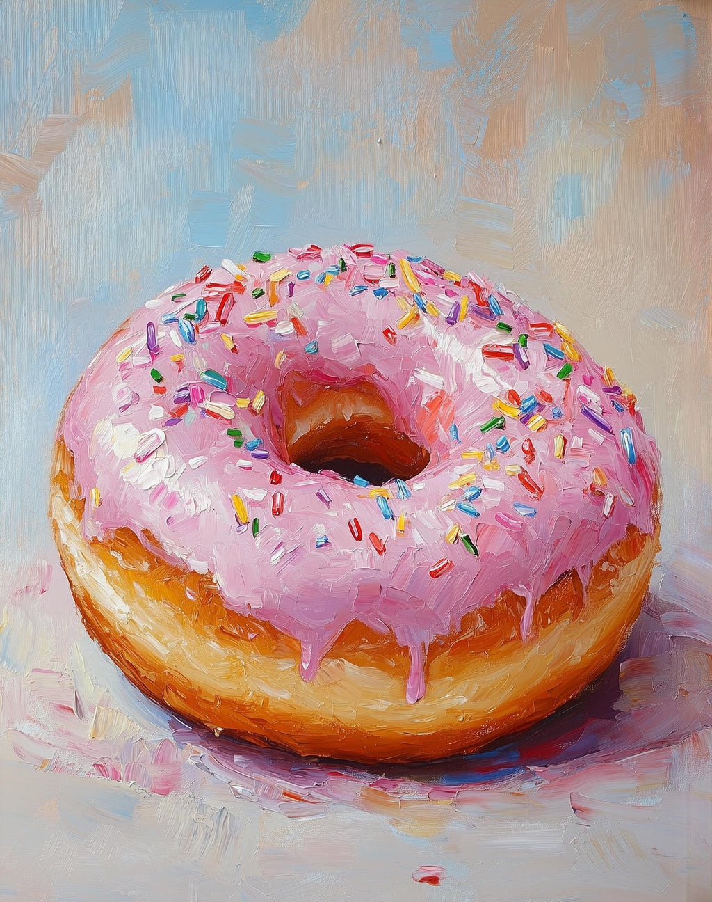 Pink Donut kitchen art print unframed, signed by Pattie Overcash