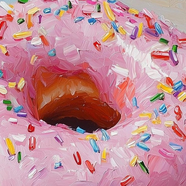 Pink Donut kitchen art print close-up detail