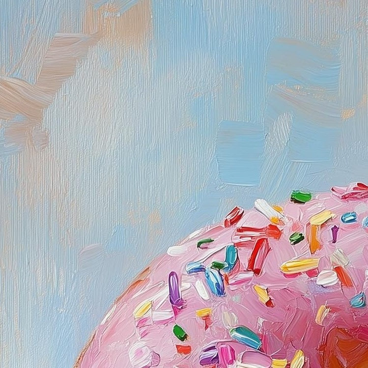 Pink Donut kitchen art print close-up detail