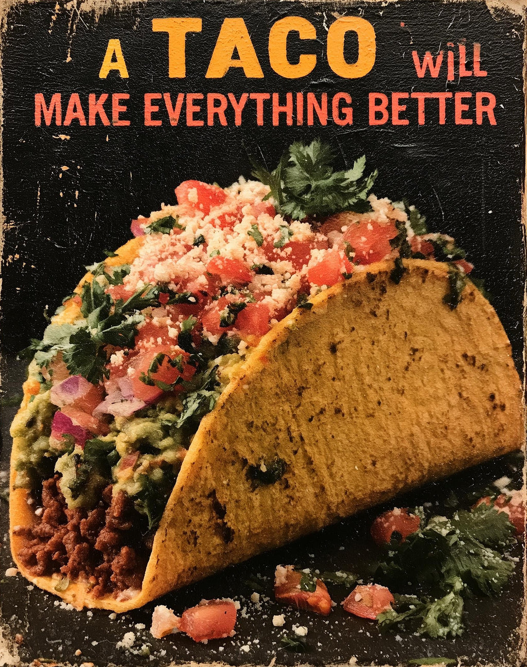 Taco Quote kitchen art print unframed, signed by Pattie Overcash