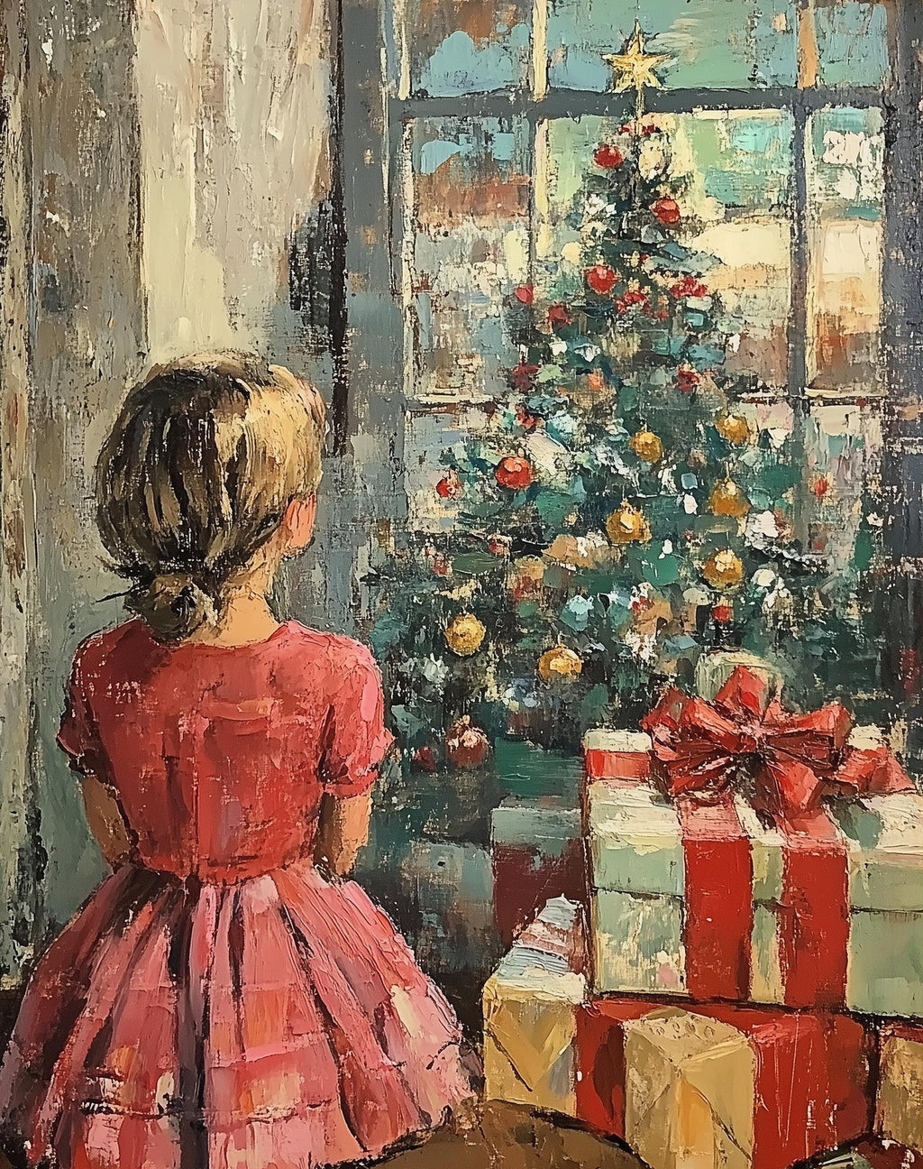 Christmas Morning Christmas art print unframed, signed by Pattie Overcash