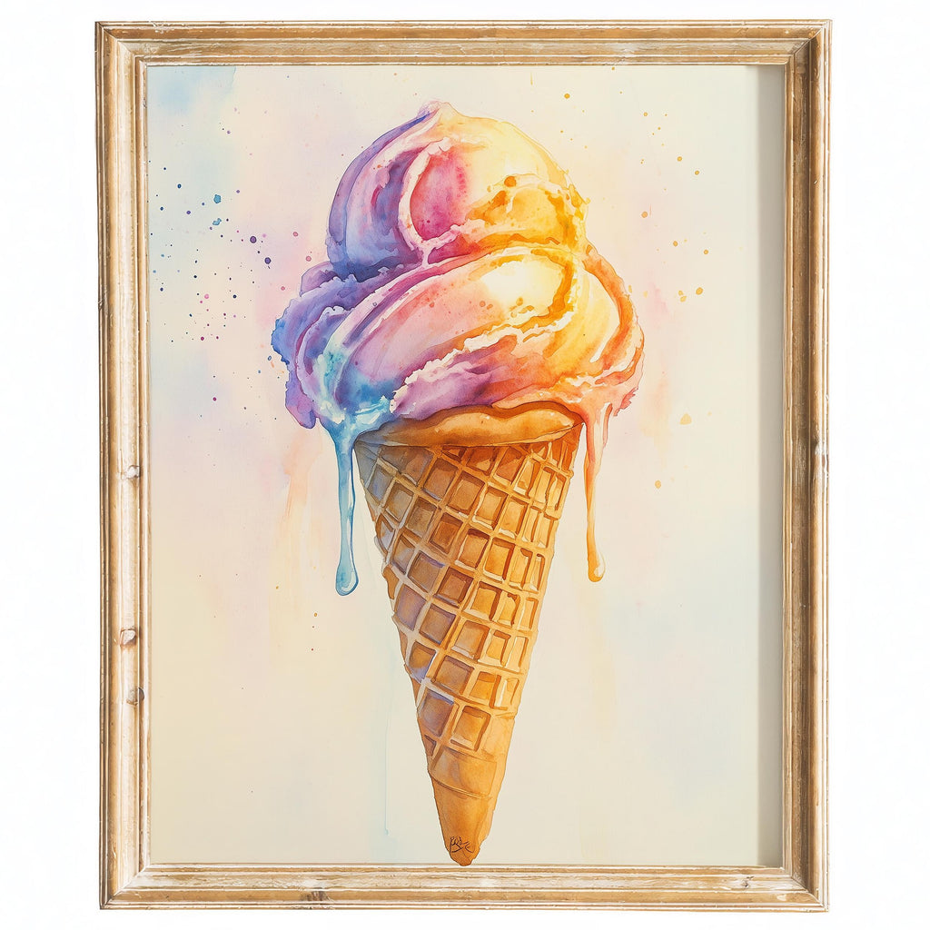 Ice Cream Cone kitchen art print framed