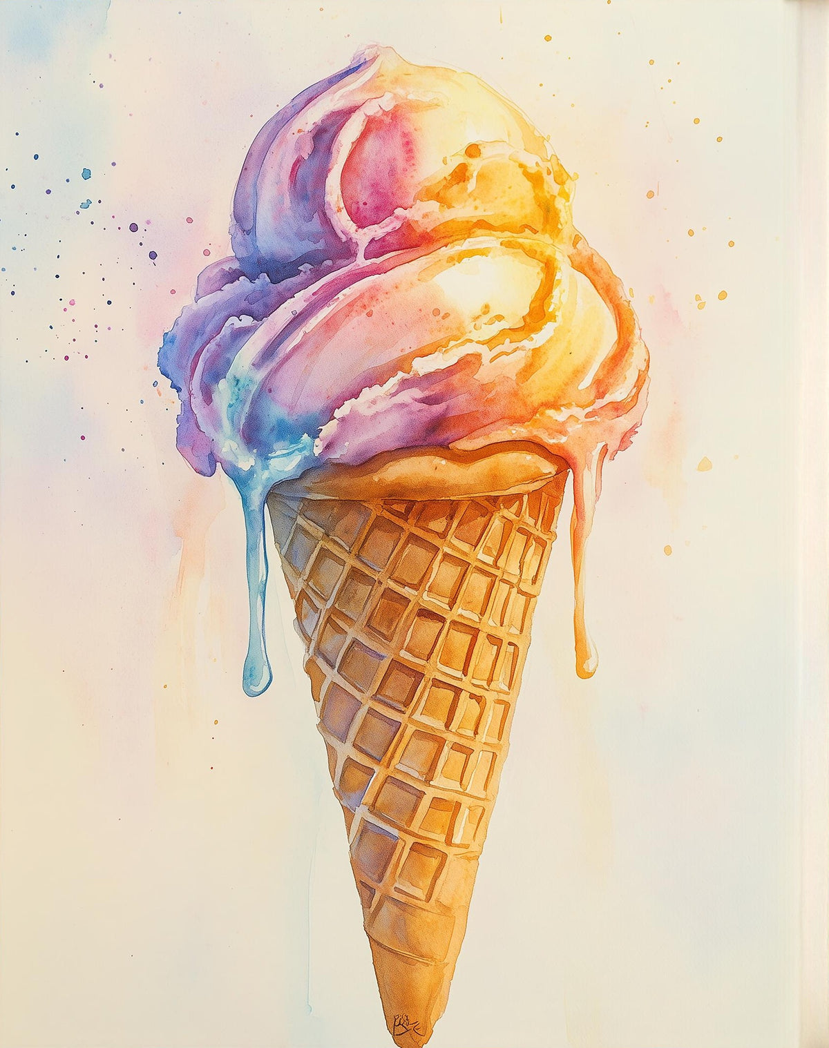 Ice Cream Cone kitchen art print unframed, signed by Pattie Overcash
