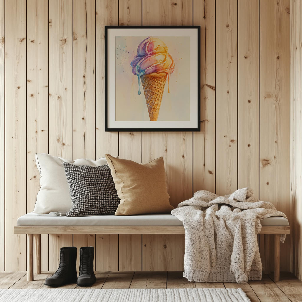Ice Cream Cone kitchen art print shown in a room setting