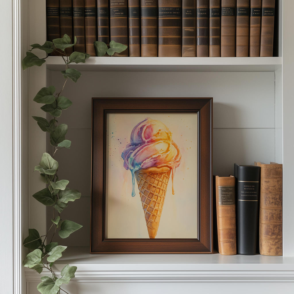 Ice Cream Cone kitchen art print shown in a room setting