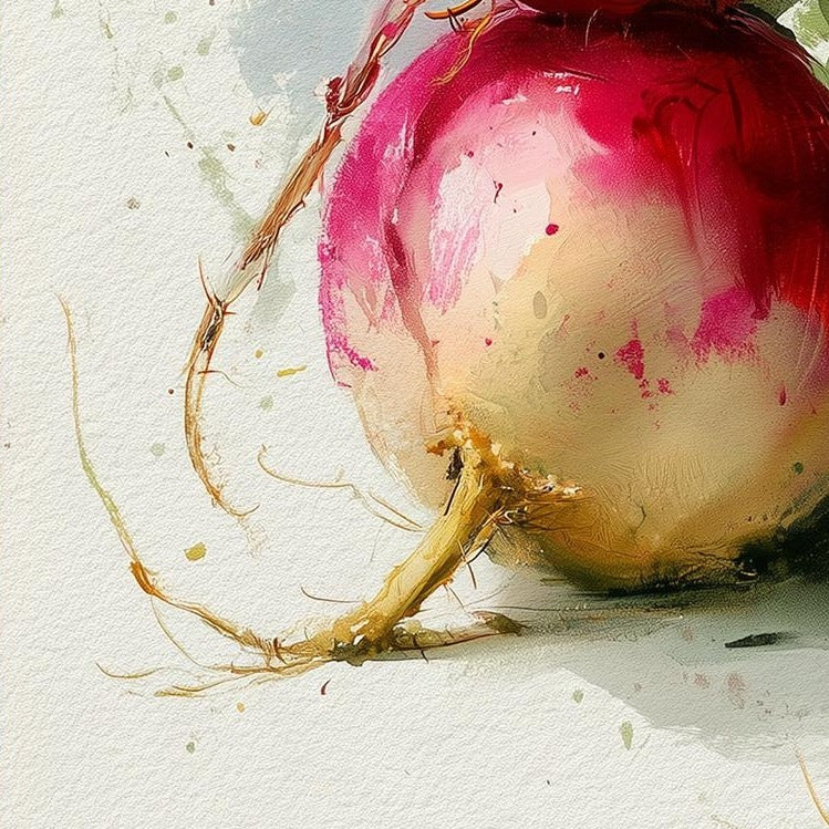 Red Radishes kitchen art print close-up detail