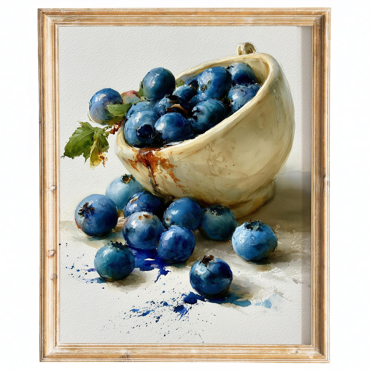 Blueberry Bowl kitchen art print framed