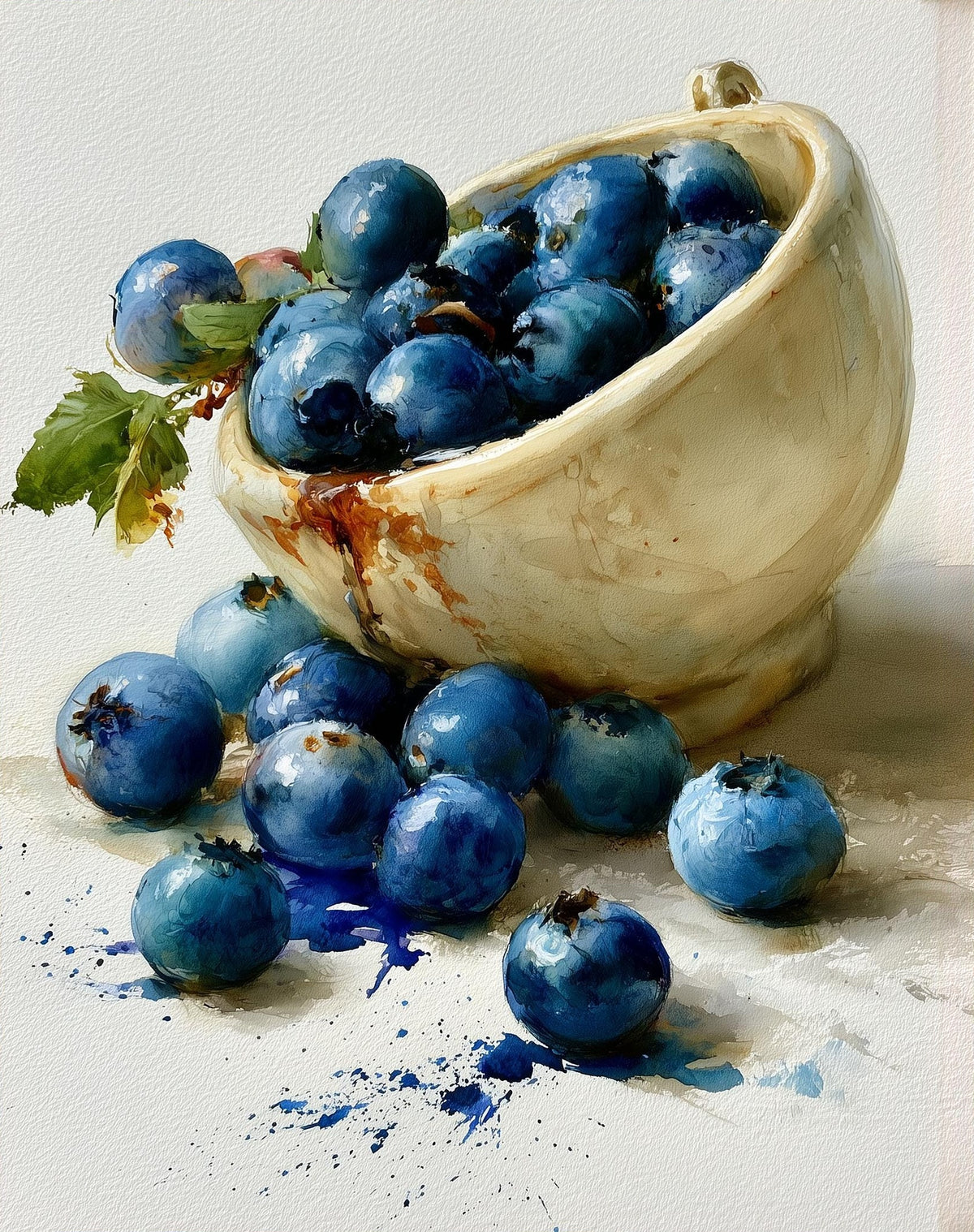 Blueberry Bowl kitchen art print unframed, signed by Pattie Overcash