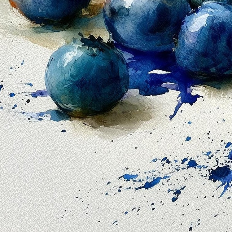 Blueberry Bowl kitchen art print close-up detail