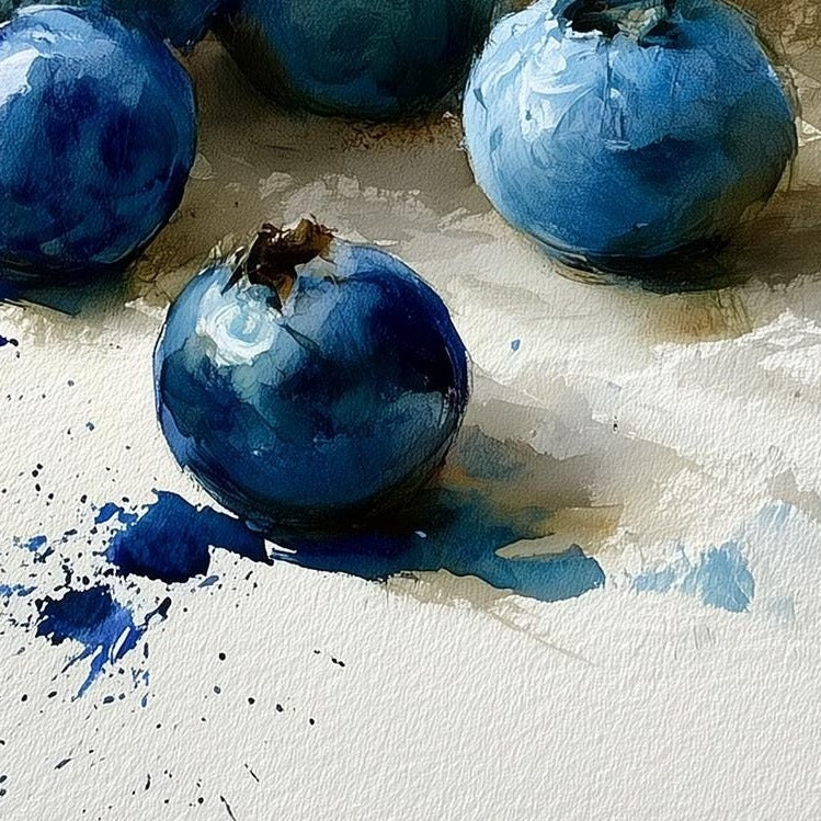 Blueberry Bowl kitchen art print close-up detail